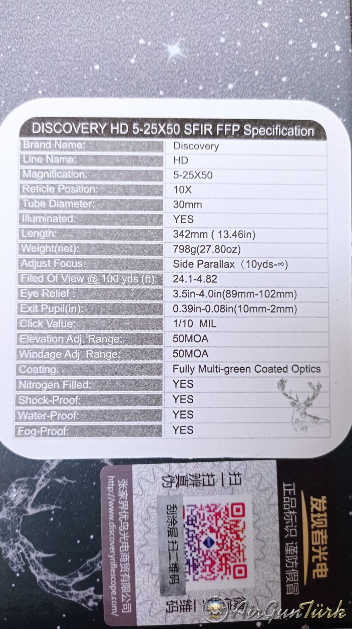 Discovery HD 5-25X50 SFIR FFP