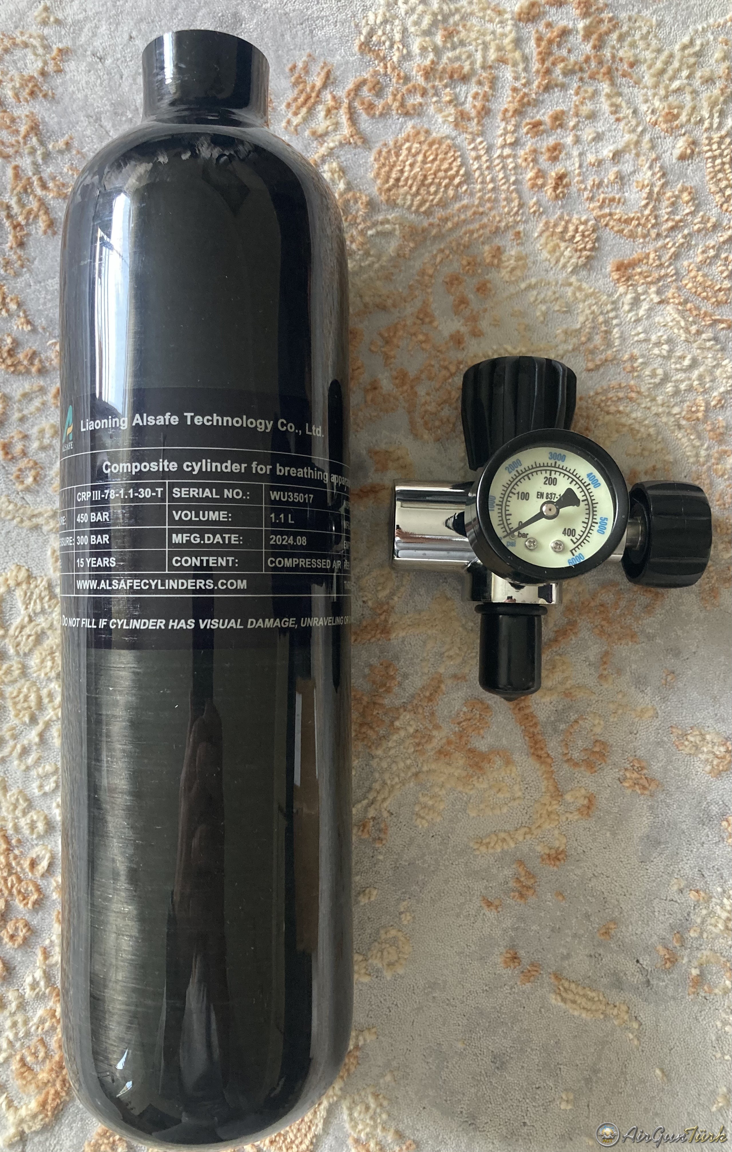 1.1 lt Carbon Tüp ve Göstergeli Vana