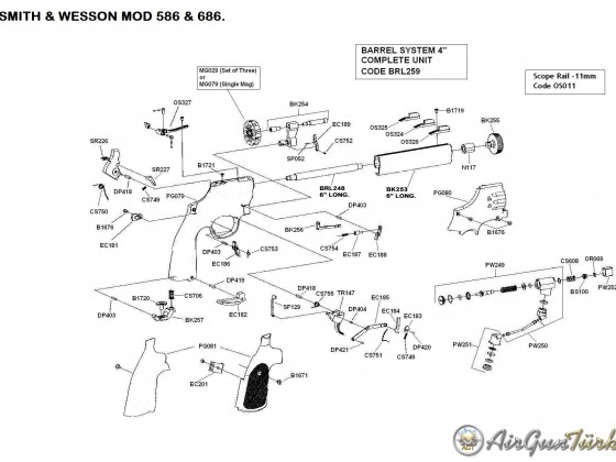 Smith & Wesson 686 CO2 Şema ve Ayrıntıları