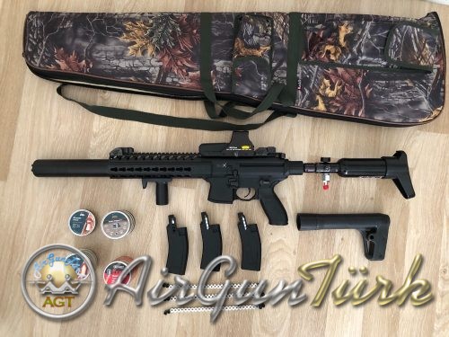 Air Venturi 3000 psi takılı Sig Sauer MCX FDE ELITE Yarı Otomatik CO2 Havalı Tüfek