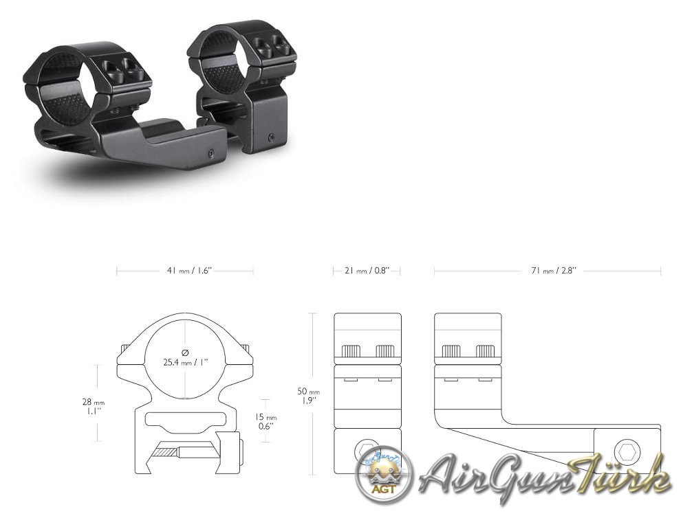 Hawke Reach Forward (22125)Yüksek Dürbün Ayağı 25.4/22mm
