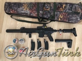 Air Venturi 3000 psi takılı Sig Sauer MCX FDE ELITE Yarı Otomatik CO2 Havalı Tüfek